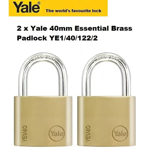 YE140122 Essential Series Indoor Brass Padlock 40mm, Pack