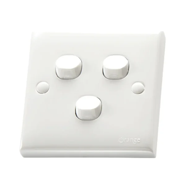 Orange Casablanca 10A 3 Gang 1 Way Switch - White colour