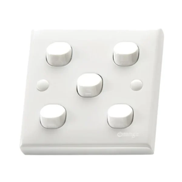 Orange Casablanca 10A 5 Gang 1 Way Switch - White colour