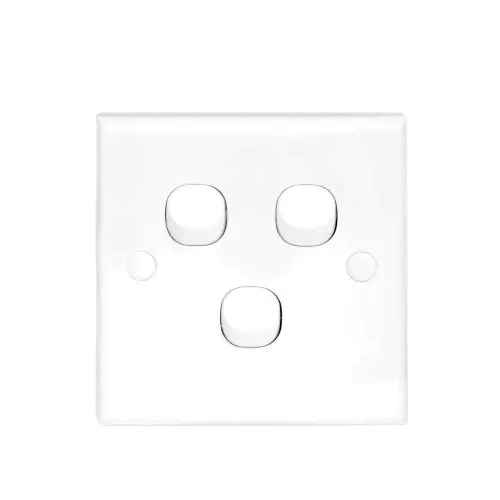 Casablanca Series: 10A – 3 Gang (2 Way) Switch (White Colour) – Orange