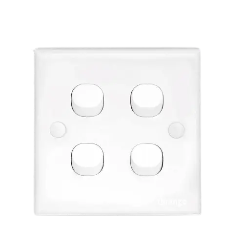 Casablanca Series: 10A – 4 Gang (2 Way) Switch (White Colour) – Orange