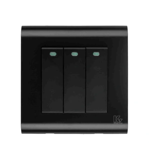 Modular Series (Jet Black): 3 Gang (1 Way) Switch – Kevilton