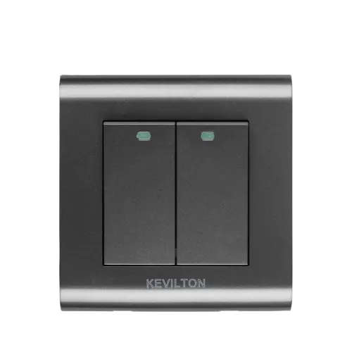 Modular Series (Black): 2 Gang (1 Way) Switch – Kevilton