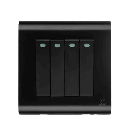 Modular Series (Jet Black): 4 Gang (1 Way) Switch – Kevilton